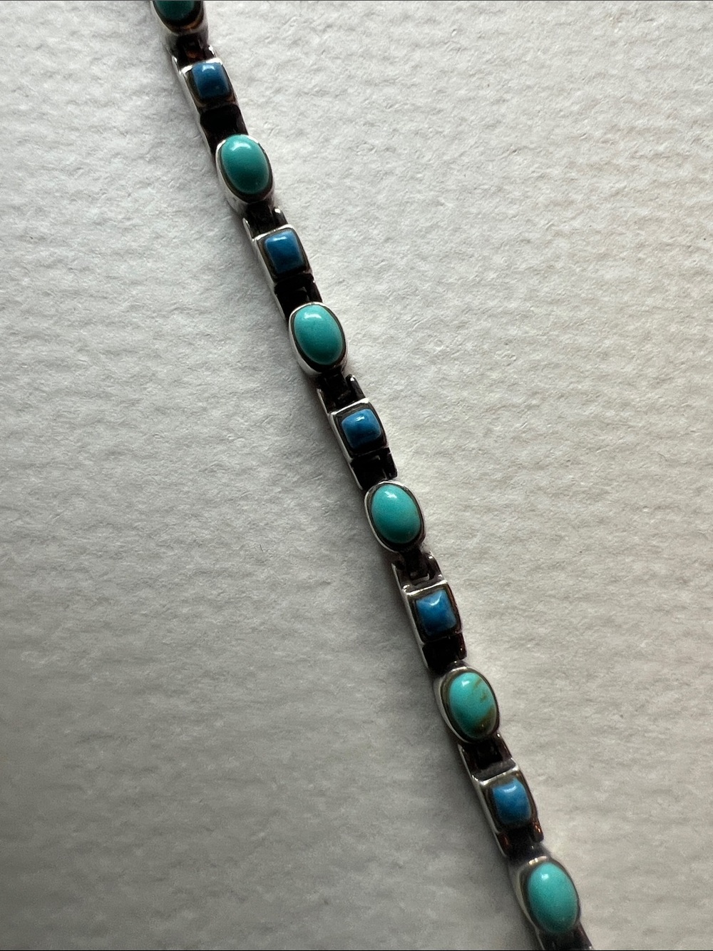 Sterling Silver Turquoise Stone Link Bracelet - Women Jewelry - Picture 2 of 4